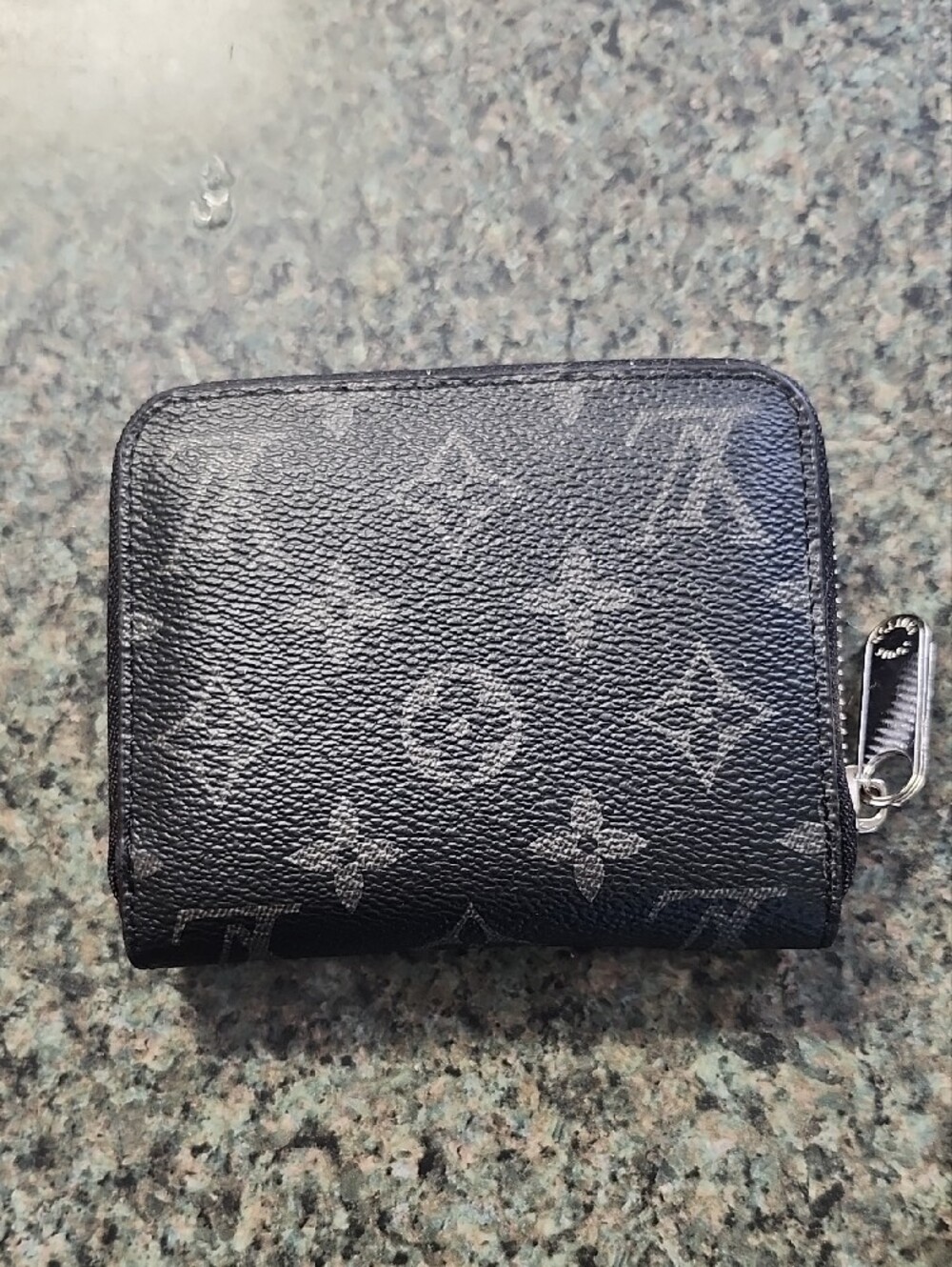 Designer Style Black Monogram Zip Card Holder - Picture 2 of 4